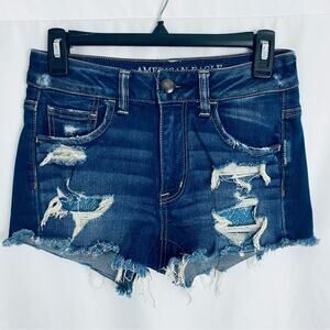 American Eagle Hi Rise Shortie Jean Shorts Size 4